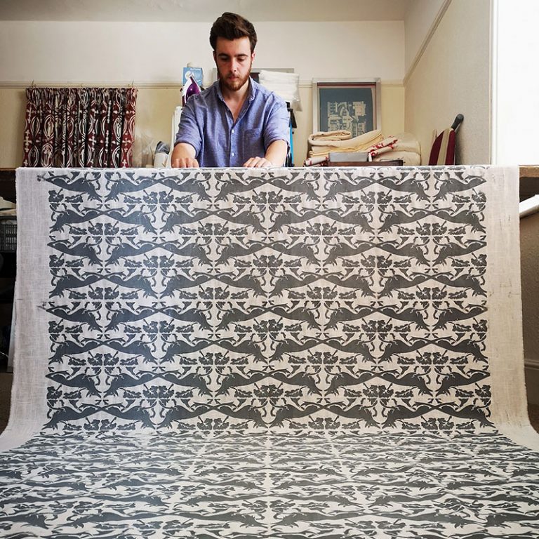 Duncan Tattersall hand printing fabric