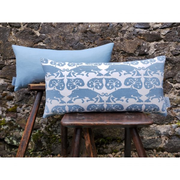 Boar Cushion in blue