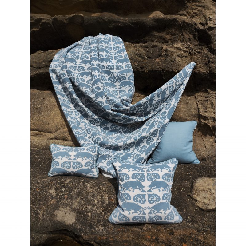 Boar Cushion in blue - Image 3